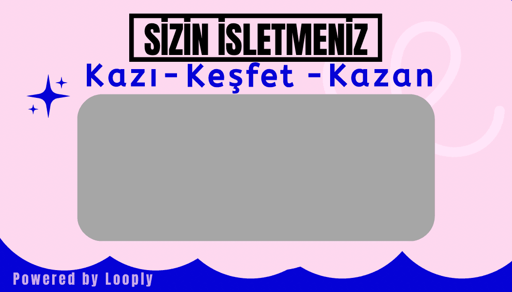 Looply kazı-kazan kart tasarımı şablonu — QR kod ve ödül alanları